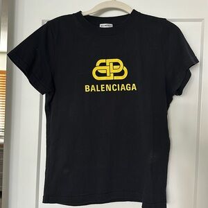 Balenciaga Black and Yellow BB T-Shirt
